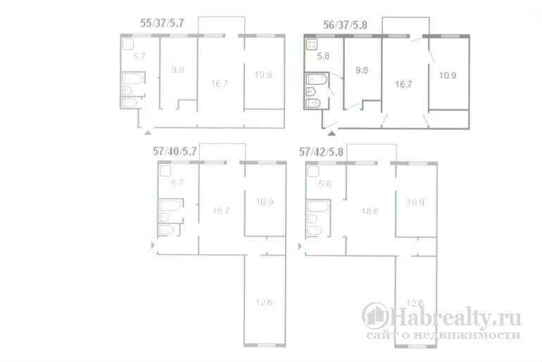 Особенностями планировки 3-х комнатной квартиры в «хрущевке» являются обязательное наличие проходной комнаты, совмещенный санузел, узкий коридор, кладовка. Как сделать перепланировку трехкомнатной квартиры правильно Есть ли способы расширить пространство