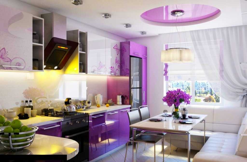 Создание интерьера фиолетовой кухни