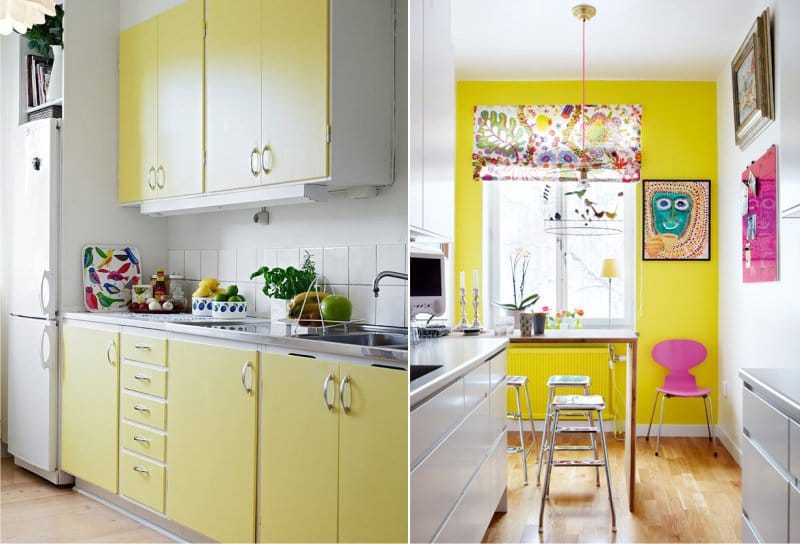Лимонная кухня в интерьере, стили, как сочетать цвета и подобрать обои, шторы