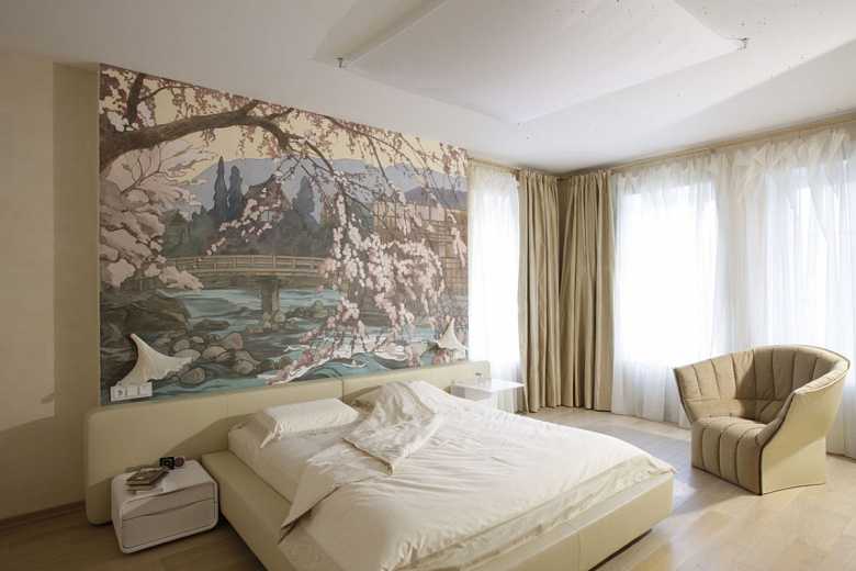 Дизайн стен в спальне (92 фото): отделка и декор стен, рисунки, роспись и фреска в спальне