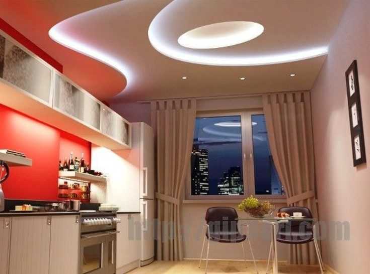 55 вариантов дизайна натяжного потолка на кухне