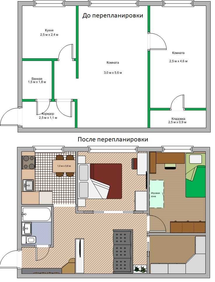 Планировка и интерьер трехкомнатной квартиры