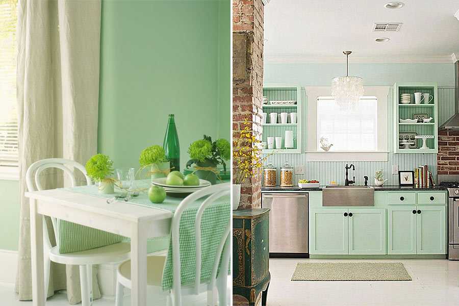 Мятная кухня: дизайн и особенности оформления интерьера! 18 фото кухни мятного цвета!