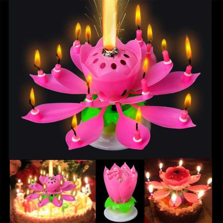 Музыкальные свечи для торта: цветок-свечка лотос с цветным пламенем, тюльпан и другие виды на день рождения. как работают?
