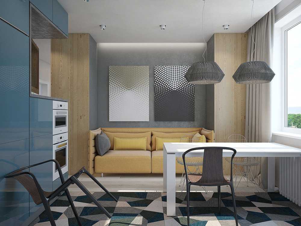 Разработка дизайна квартиры-студии 40 кв. Какие бывают проекты студий Каким может быть интерьер и планировка кухни-гостиной Как расставить мебель Какие использовать цвета для оформления