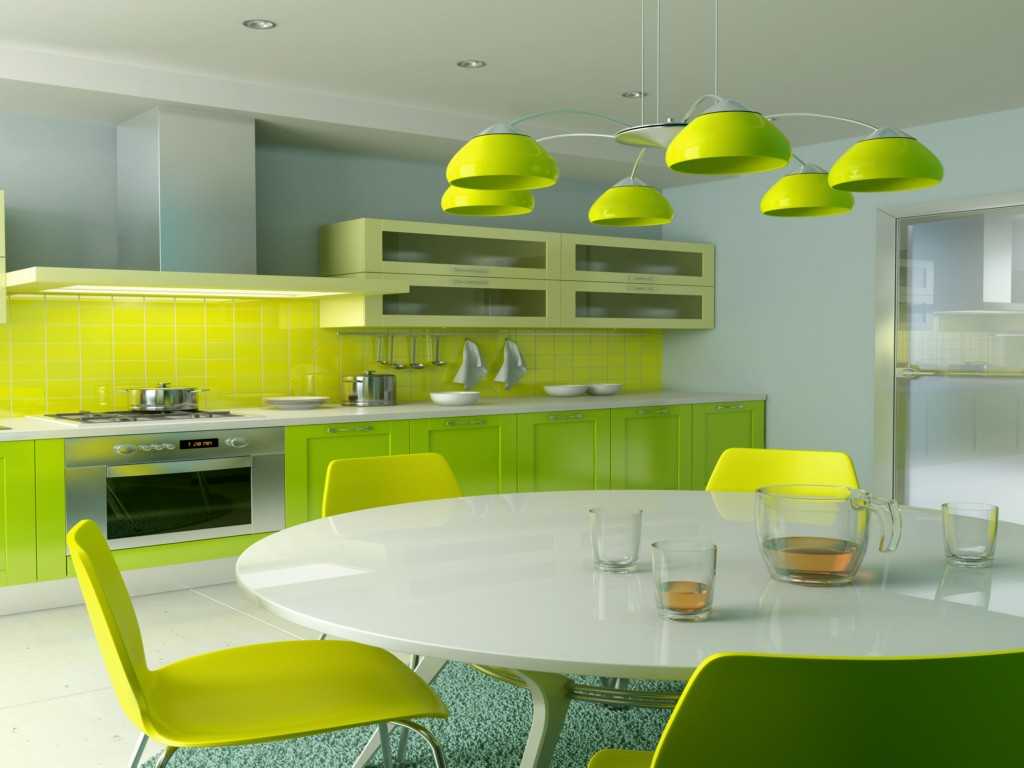 Кухня цвета лайм: 40+ идей, фото интерьеров, мебели и декора