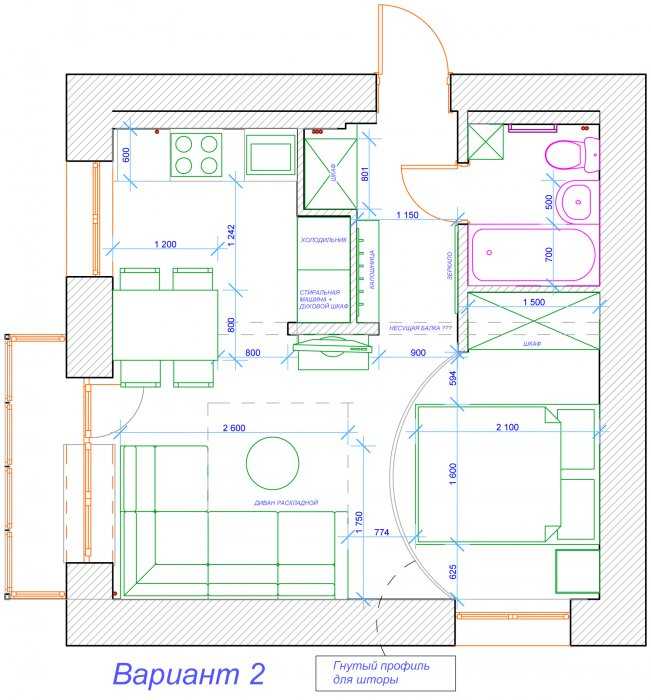 Дизайн квартиры 40 кв. м. [70+ фото], планировки однокомнатной, евродвушки, студии